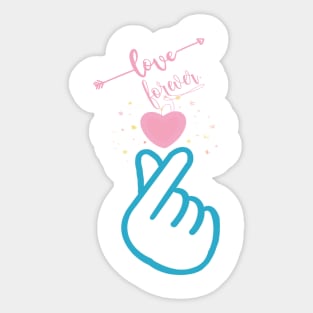 Mini heart, Korean love hand finger symbol Sticker